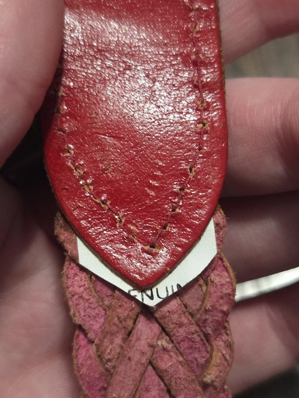 Cherry Red Braided Leather Belt